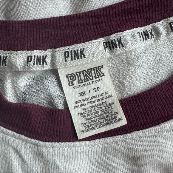Victoria's Secret PINK | Maroon & Cream Logo Varsity Crew | Size Extra Small - Picture 7 of 10